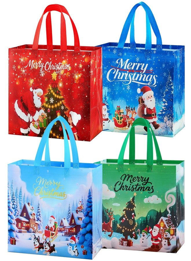 VESFASOV 12 Packs Large Christmas Gift Bags, Non-Woven Reusable Tote Bags with Handles for Xmas Party Favors Supplies Wrapping Shopping, 13"×10"×6.7" - Image 1